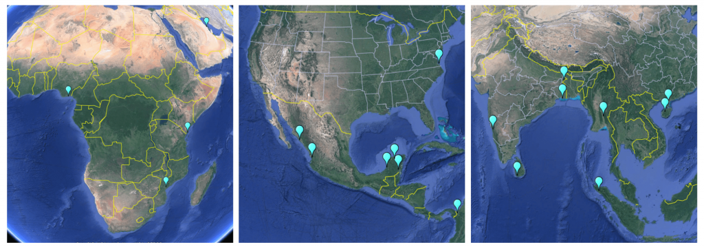 Map of Blue Carbon Projects across the globe