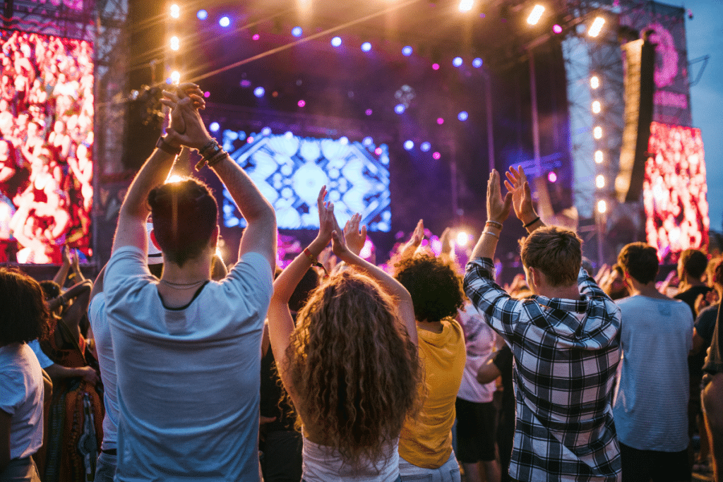 Fans at an outdoor concert