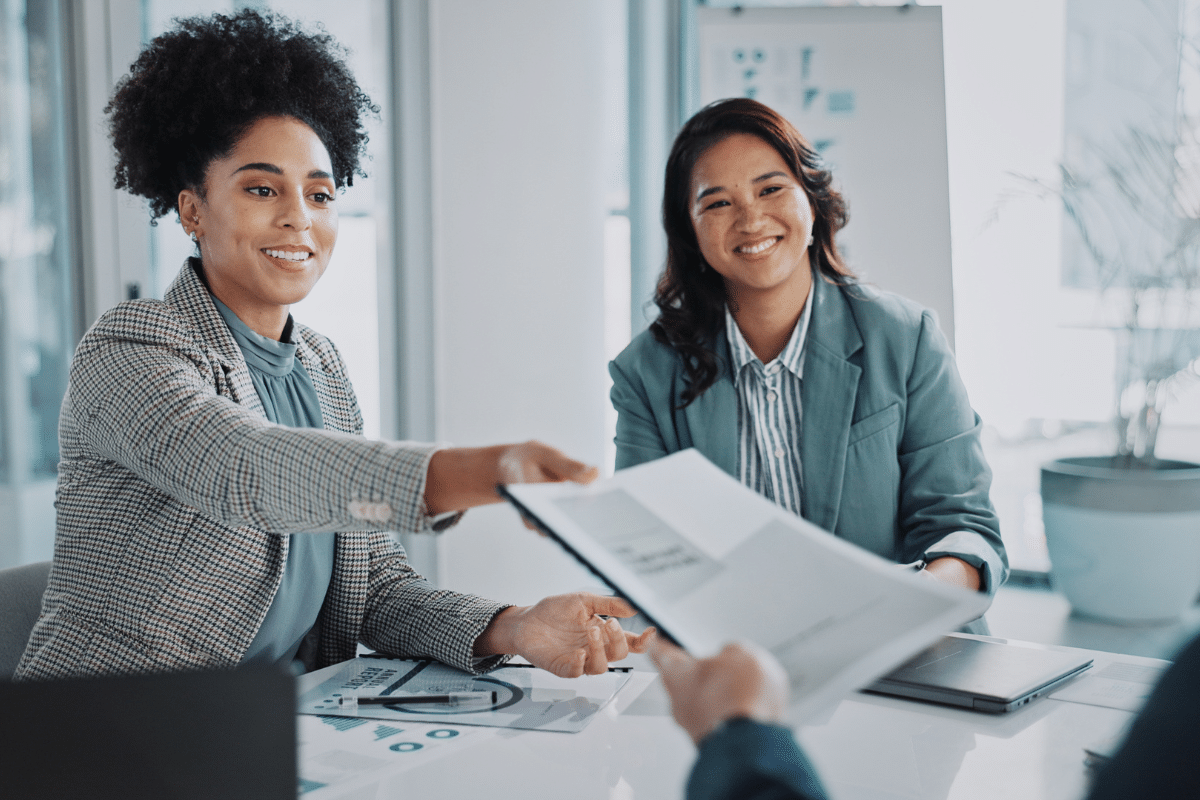 business women submitting a porfolio